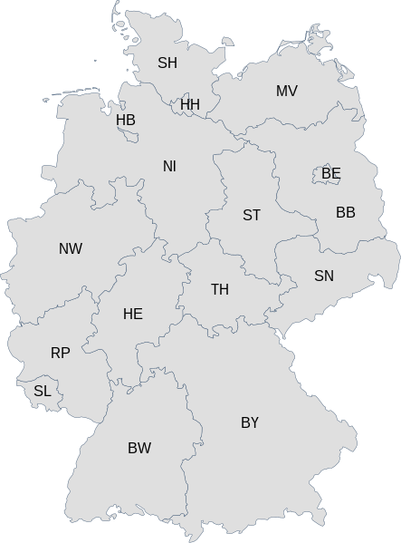 У Німеччині 16 федеральних земель.  Фото: David Liuzzo and Voland77, CC BY 3.0 / Wikimedia Commons